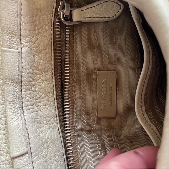 PRADA Shoulder Purse with Taupe Leather Body and Silver Hardware- Vintage - Picture 4 of 9